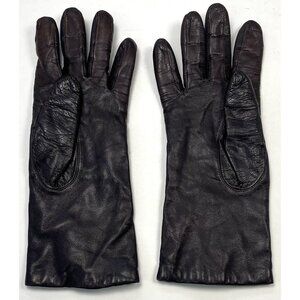 VTG Womens Size 7.5 Brown Genuine Leather Cashmere Lined GLOVES WPL 8931 EUC